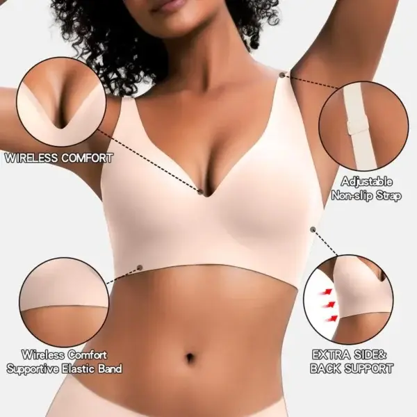 NESLEMY Wireless Womens Comfortable Wireless Bras Push Up Bralettes Seamless Tshirts Bras Deep V Everyday Bras